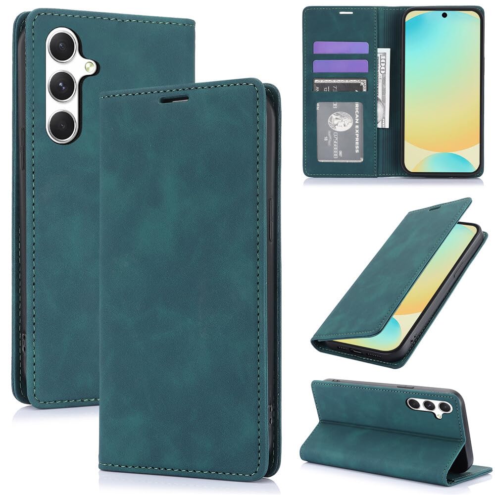 Étui compatible avec Samsung Galaxy S26 Plus anti-rayure portefeuille rabat vert - 7