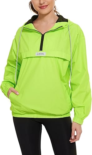 Miniatura 2 de OSTOO Chaqueta impermeable ligera para mujer, para correr, ciclismo, con capucha, para senderismo, rompevientos
