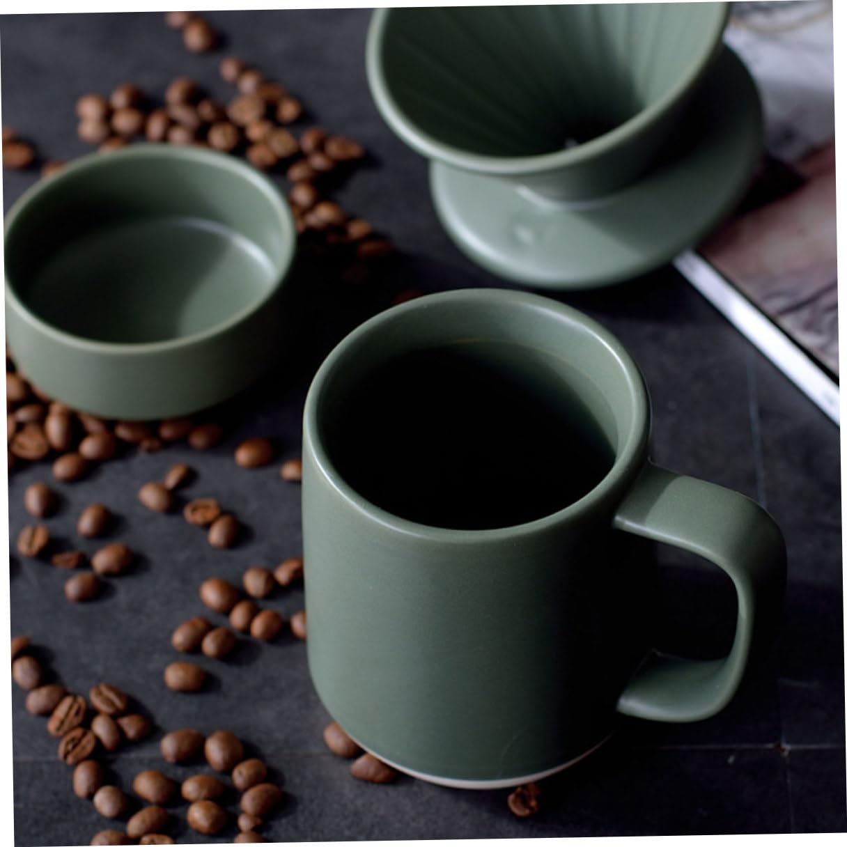 Yardenfun Keramik Kaffeefilterbecher mit Praktischem Henkel und Feiner Filterfunktion Tragbar mit Schlichtem Design für Kaffeegenuss zu Hause oder Büro