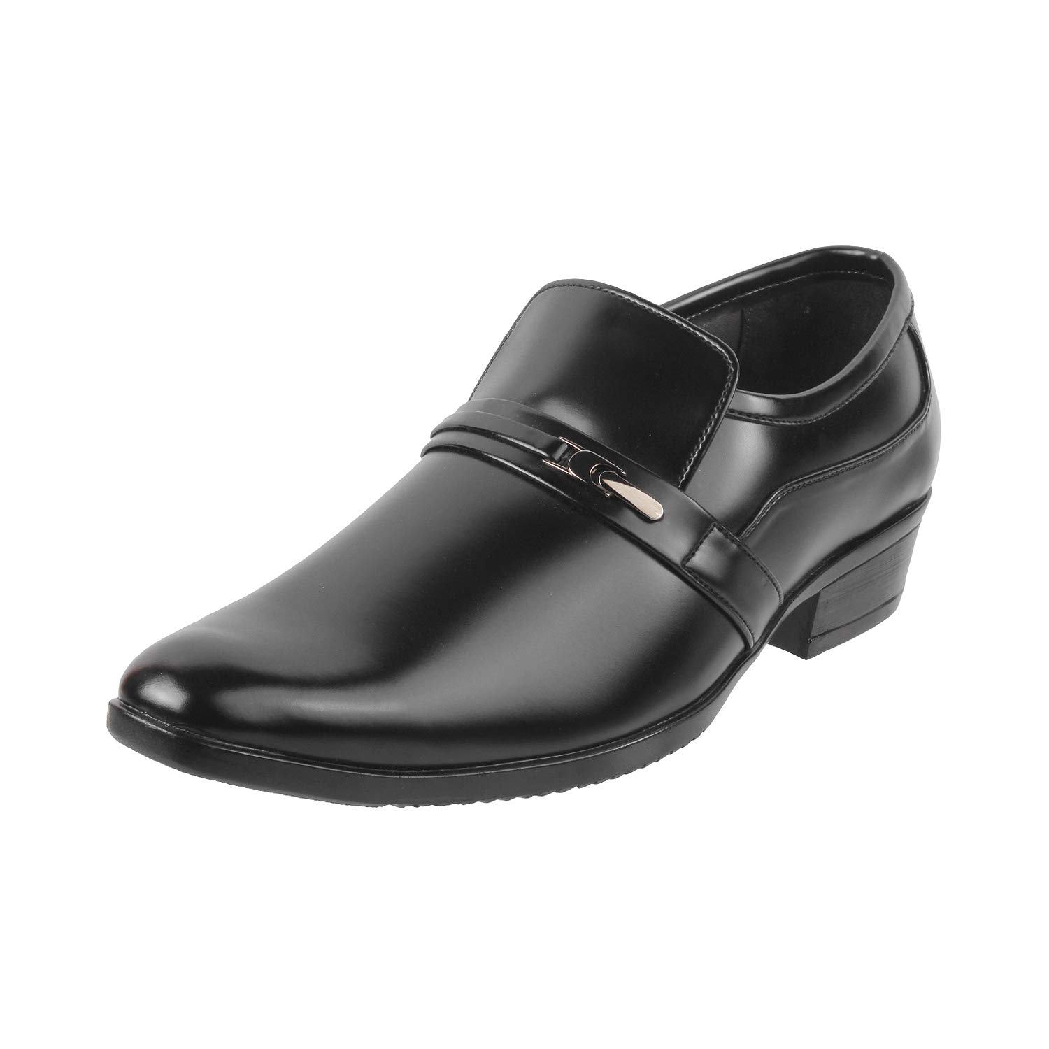 Men's Leather Glossy Slip-on Metal Detail Stylish Moccasin