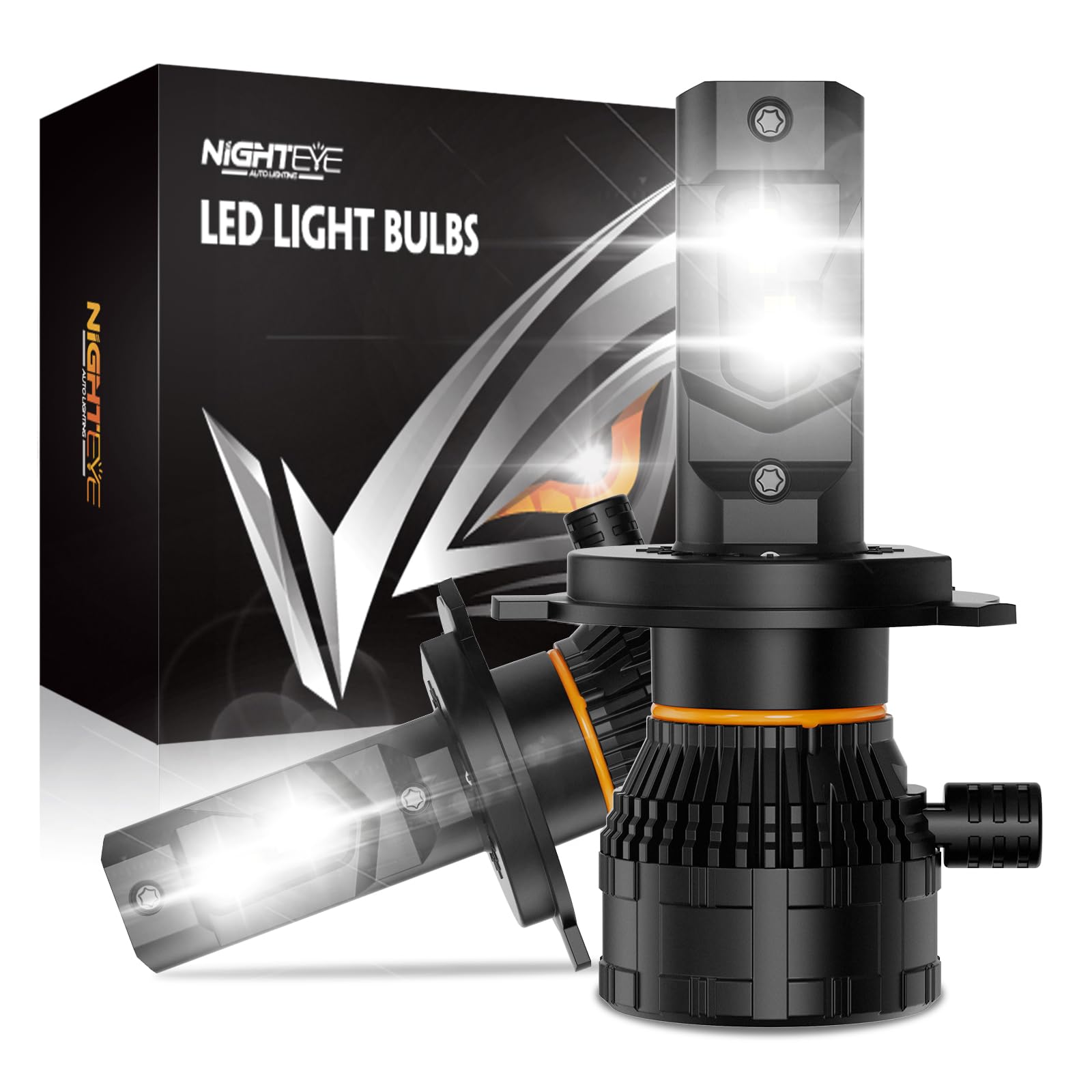NIGHTEYE Bombillas LED H4 42000LM, Blanco Frío 6500K, Pack de 2