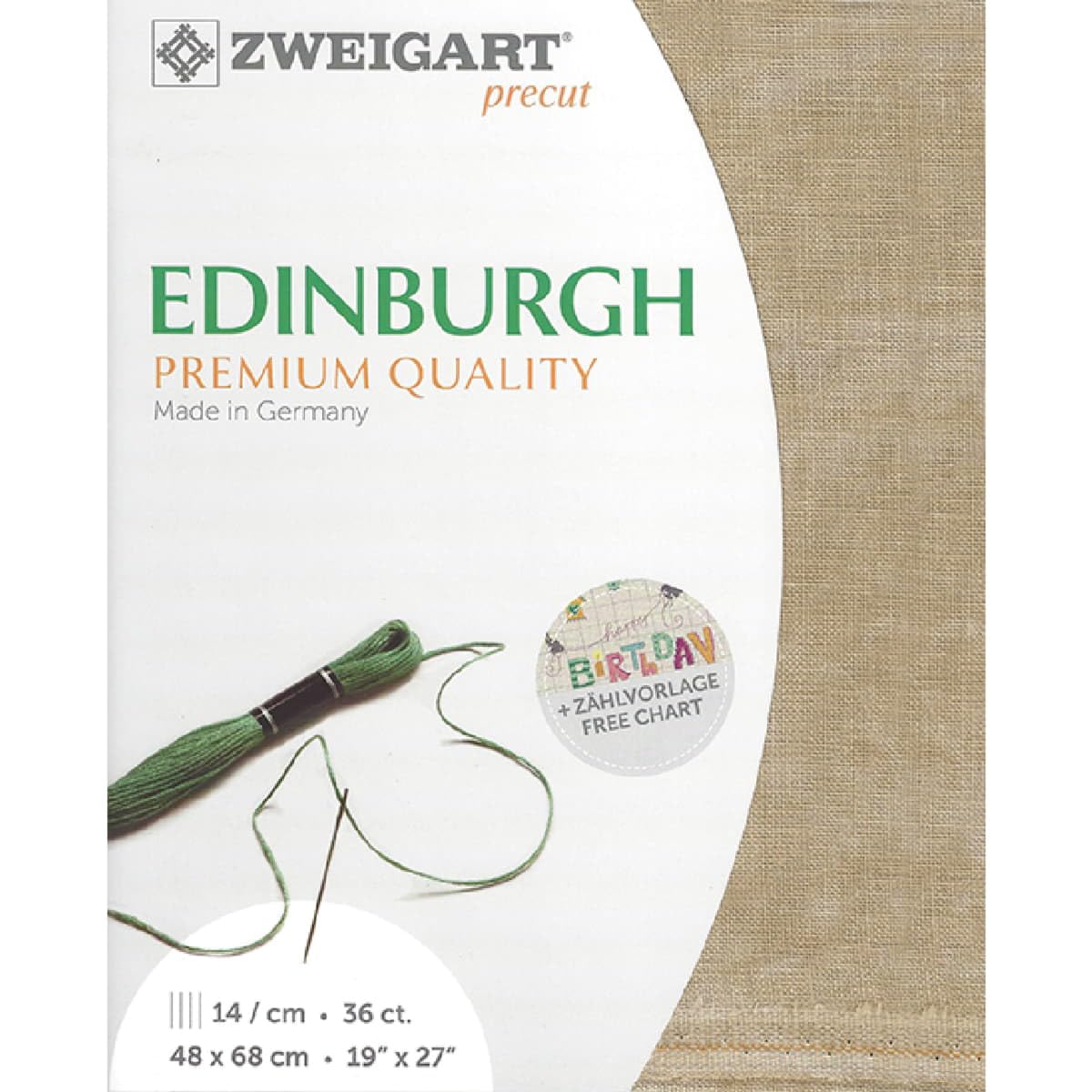 Zweigart Edinburgh col.3009 lin haut de gamme pour broderie vintage 48x52 cm