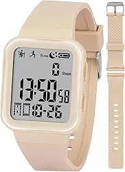 Relógio digital para homens e mulheres, rastreador de atividades com luz de fundo EL, sem necessidade de aplicativo/telefone, relógio esportivo com contador de passos, pedômetro, cronômetro