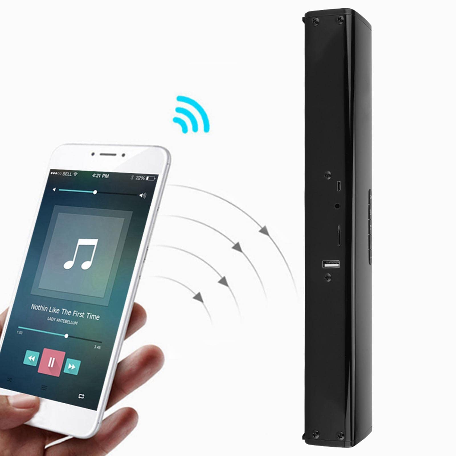 Barra de Sonido compacta, Barra de Sonido para TV, Altavoz estéreo inalámbrico Bluetooth, sistemade Sonido Envolvente, Cable USB Auxiliar de 3,5 mm, Uso fácil en la Oficina en