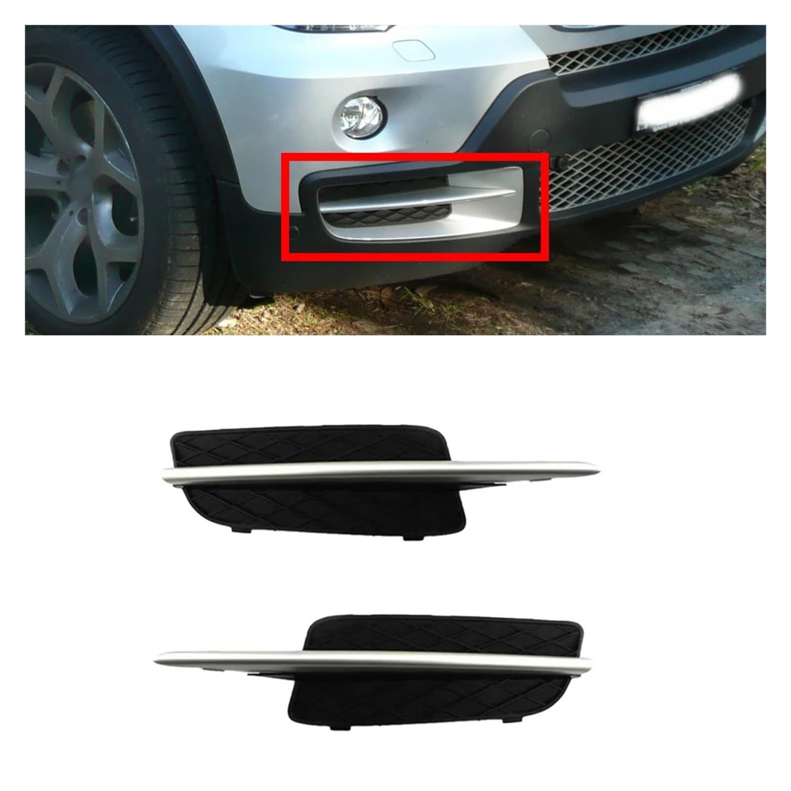 Osłona grilla przedniego zderzaka samochodu, Compatible With X5 E70 2007-2010 51117159593 51117159594(Right)