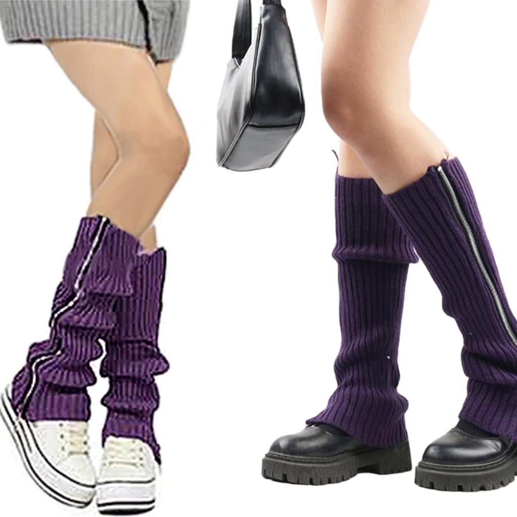 Women Girls Leg Warmer Sweet Lolitas Ribbed Knit Boot Socks 90s Solid Color Crochet Leg Warmers