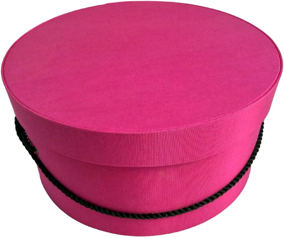 Sarah's Hat Boxes Classic Cerise Hat Box – 12.75" x 6.5" (Dia. x Ht.) Handmade in USA – Odorless Non-Toxic Adhesive, Cording Handle – Premium Storage for Hats & Accessories
