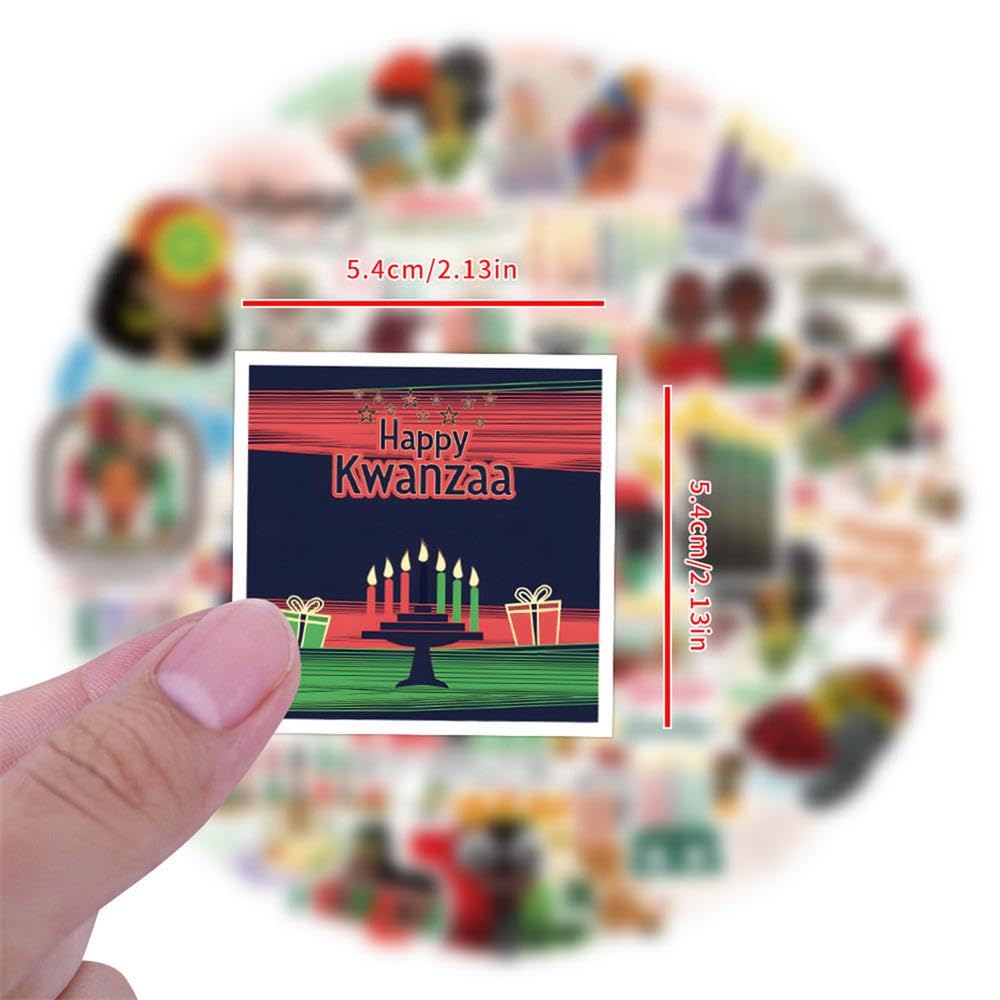 Aeromdale Lot De 60 Autocollants En Vinyle Imperméable Pour Scrapbooking Kwanzaa Graffiti Pour Bouteille D'eau, Ordinateur Portable, Skateboard, Scooter, Guitare, Bagages, Voiture, Moto - A - 4-8 Cm