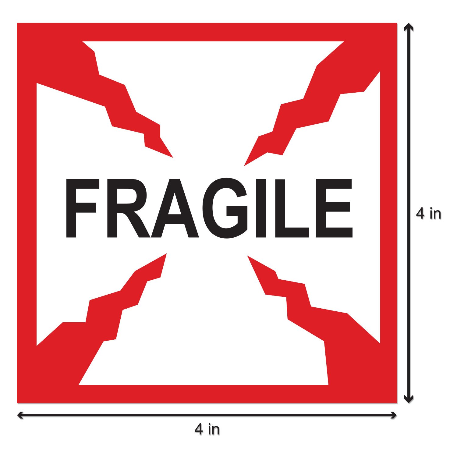 OfficeSmartLabels (10,2 x 10,2 cm, 600 étiquettes) Autocollants fragiles pré-imprimés / étiquettes de manipulation d'emballage, brillants et autocollants