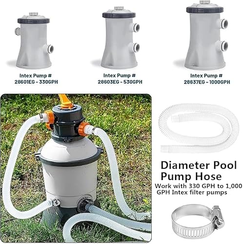 Miniatura 6 de 2 Piezas Manguera De Bomba Para Piscina 32mm Con 4 Abrazaderas De Metal - Manguera De Filtro De Repuesto Blanco