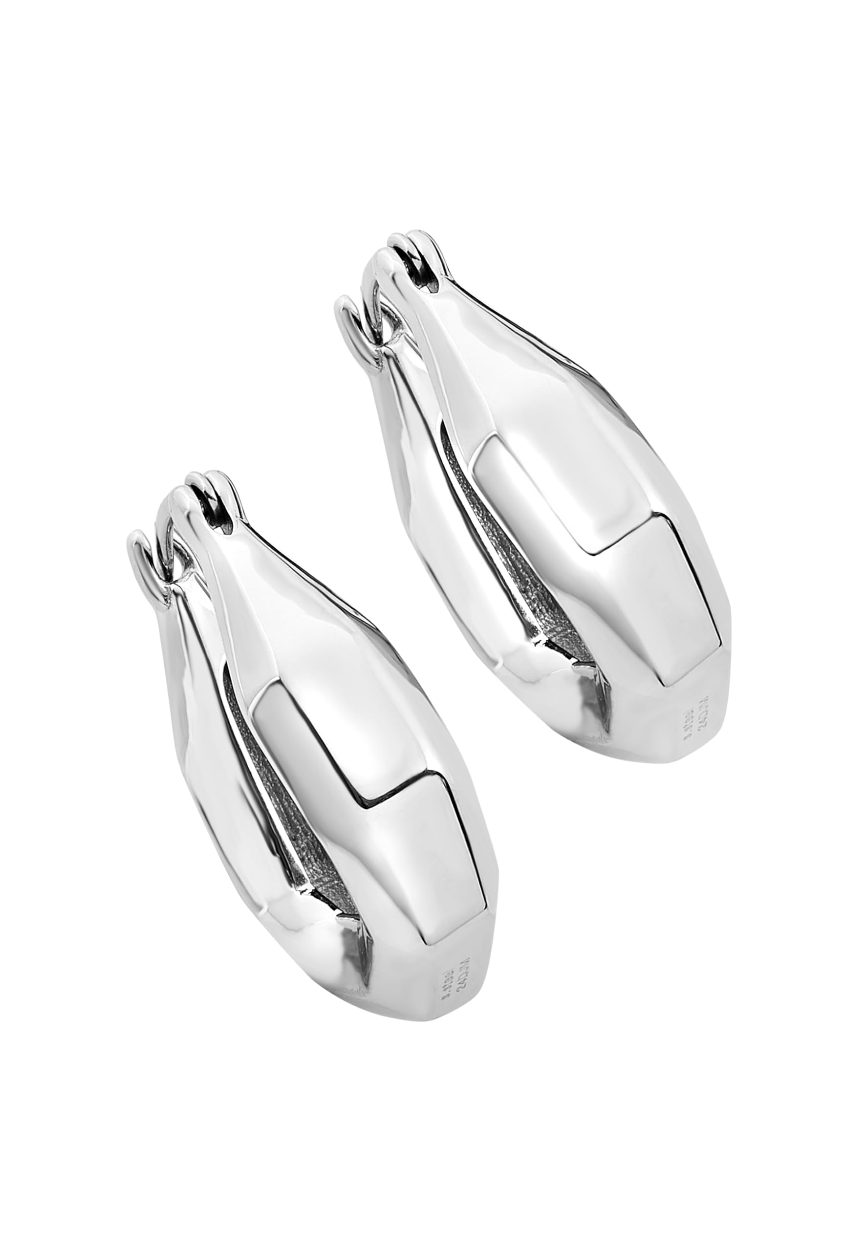 Breil, Collezione Hypnotic, Orecchini Donna in Acciaio Lucido con Forma Esagonale Sfaccettata, Pratica Chiusura, Idea Regalo Donna