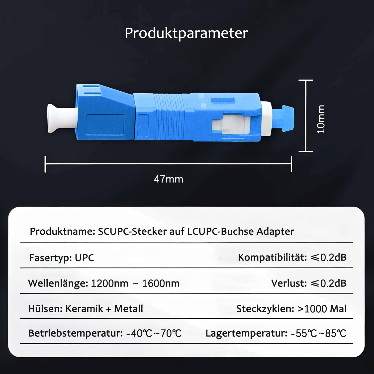 Adattatore ottico LC/UPC femmina a SC/UPC maschio, 9/125um singlemode simplex connettore ad alta velocità per cavo in fibra ottica