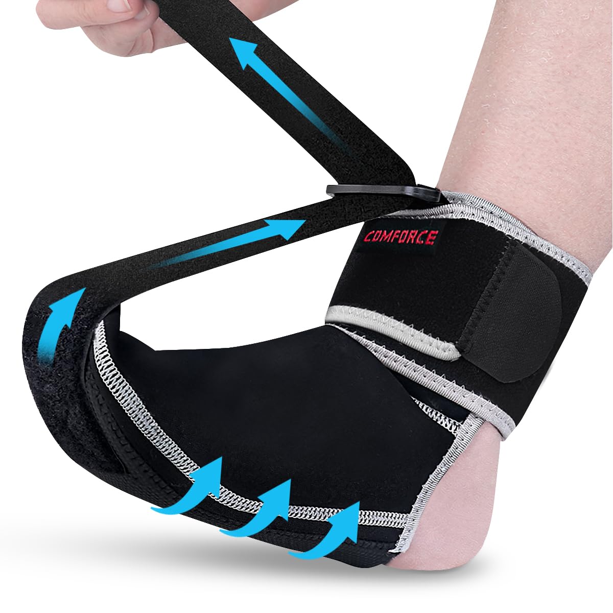 Calcetines de férula nocturna para fascitis plantar, soporte ajustable para fascitis plantar para caída del pie, tendinitis de Aquiles, espolón en el talón, alivio del dolor, color negro