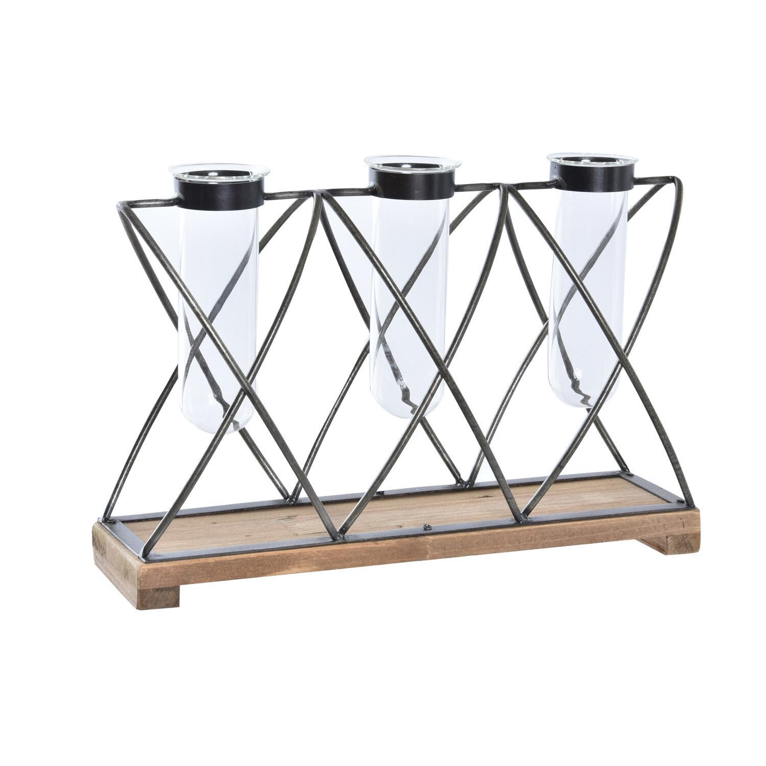 Vase en verre Paulownia marron stable et étroit pour meuble TV sans encombrement