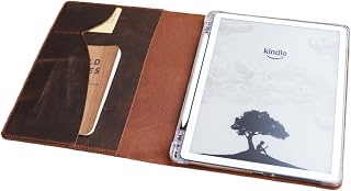 pensonalied Genuine Leather Case for Kindle Scribe 11 inch 3rd Generation 2025, Folio Cover with Pen Holder, Card Slots & File Folders for Kindle Scribe Colorsoft