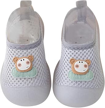 AnFeng Sneakers for Boys Infant Boys Girls Animal Prints Cartoon Socks Shoes Toddler Breathable Mesh The Floor Socks Non Slip Shoes Grey, 2-3 Years