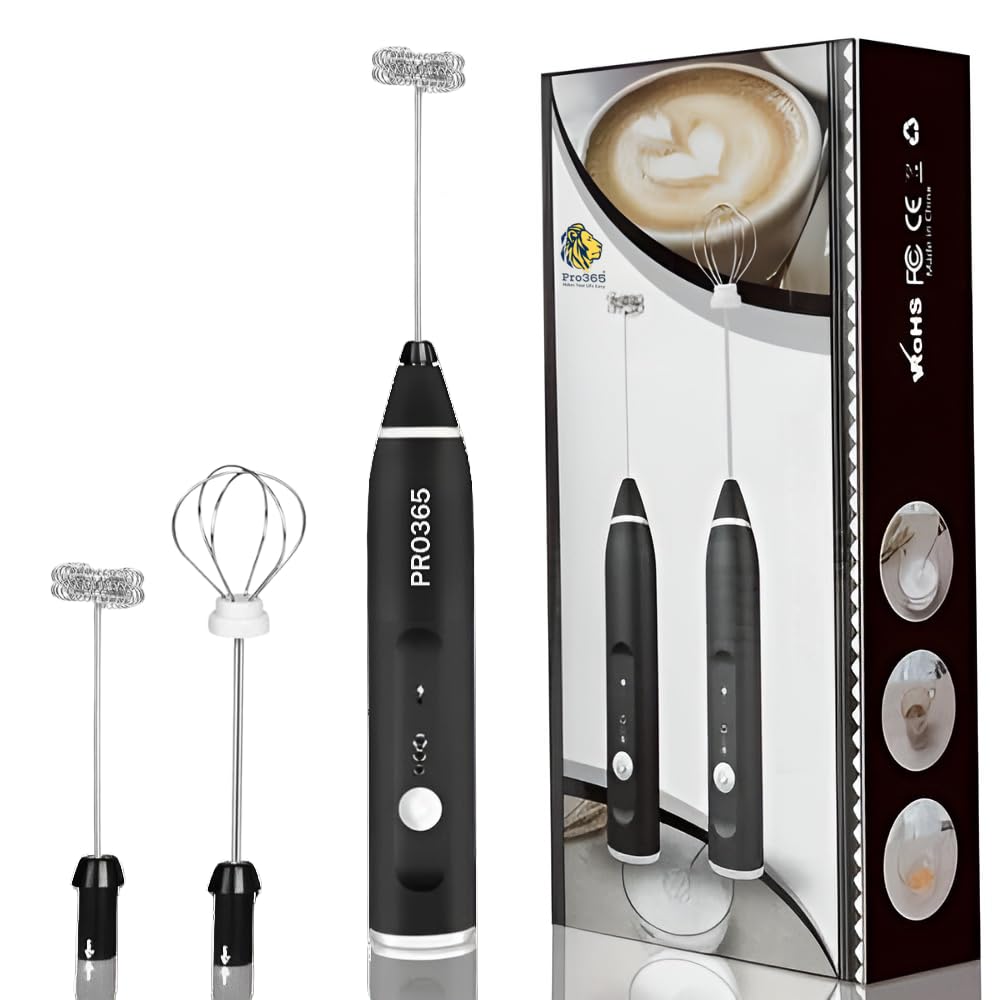 PRO365 Powerful Milk Frother 3-Speed Electric Frother Rechargeable Wisker for Stirring Perfect for Coffee/Lattes/Cappuccino/Matcha/Hot Chocolate (6 Month Manufacturer Warrranty)