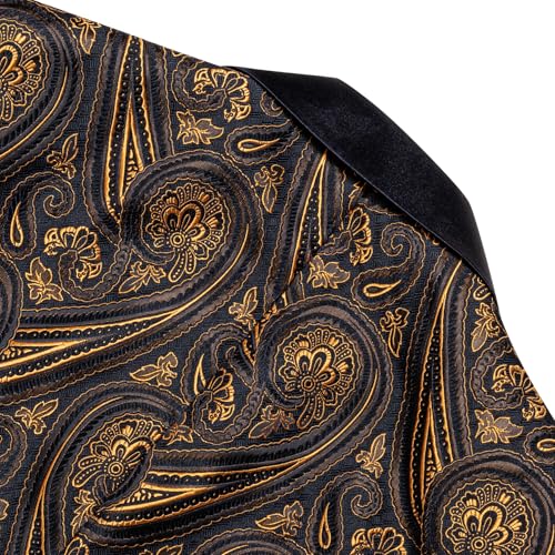 Image of Barry.Wang Mens Floral Blazer Suit Jacket Notched Lapel Casual Sport Coat | Flowers Jacquard One Button Tuxedo for Prom Wedding Party Disco Dinner Banquet Cocktail Homecoming Travel,Regular Fit