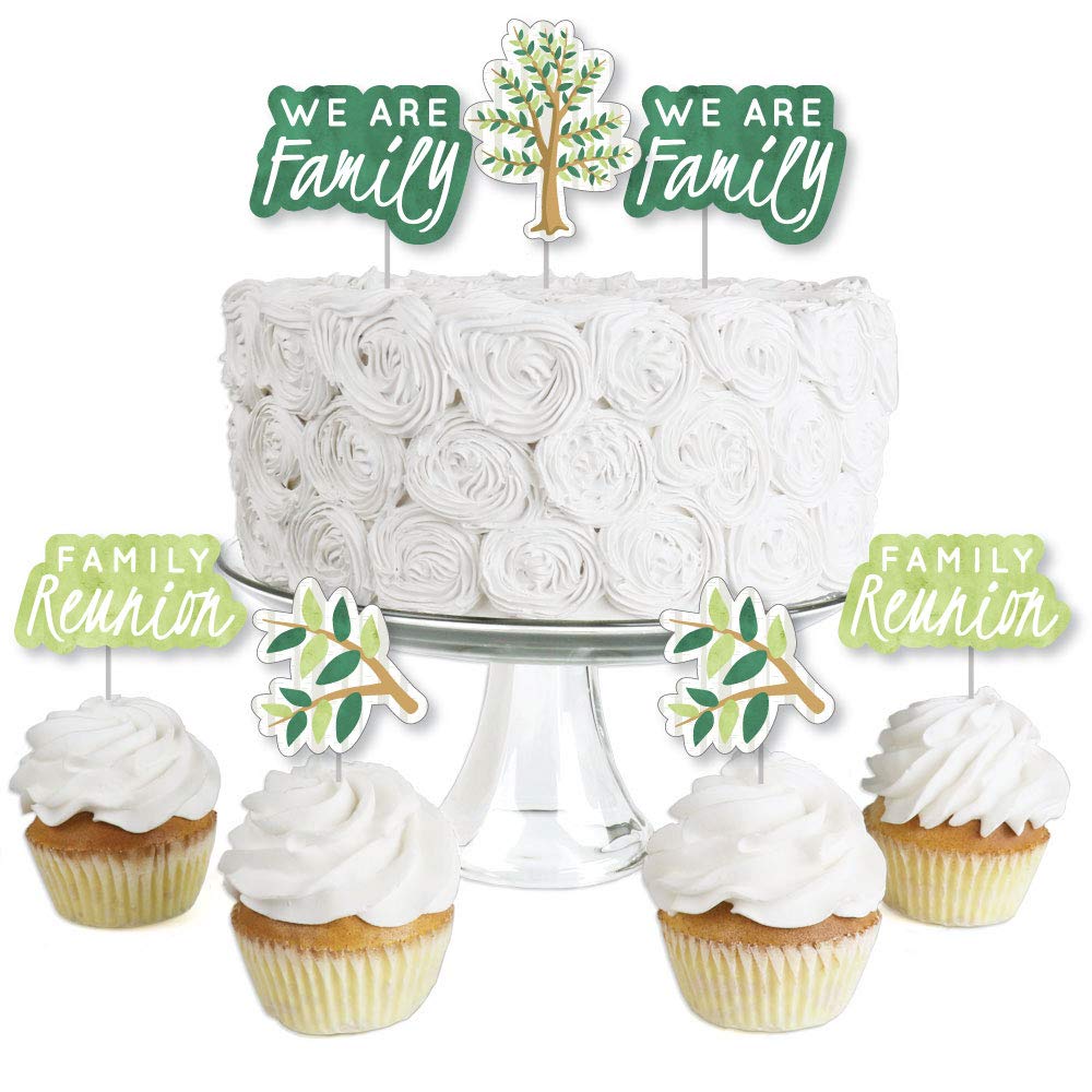 Big Dot of Happiness Family Tree Reunion - Dessert Cupcake Toppers - Gathering Party Clear Treat Picks - Set of 24
