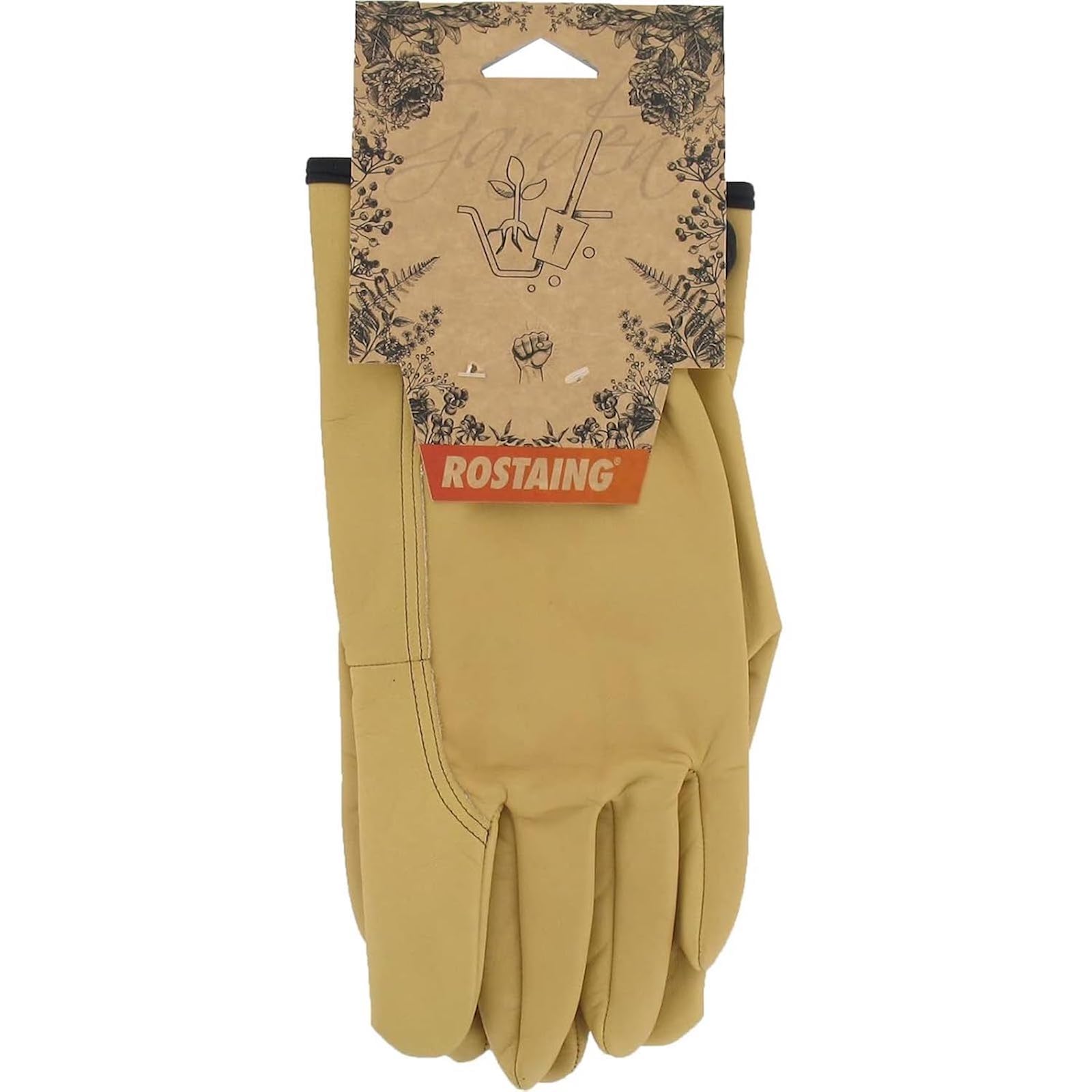 Guantes ROSTAING TRADITION - Par de Guantes de Jardinería en Piel Tratada Hidrófuga - Todo trabajo en ambientes secos y húmedos - Plantar, cavar y escardar - Cómodos y Tradicionales