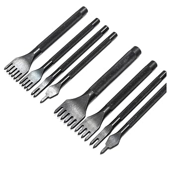 8Piece 3mm 4mm 1/2/4/6 Prongs Inch Chisel Leather Craft Tools Hole Punch Lacing Stitching Perforate Leather Craft Tools