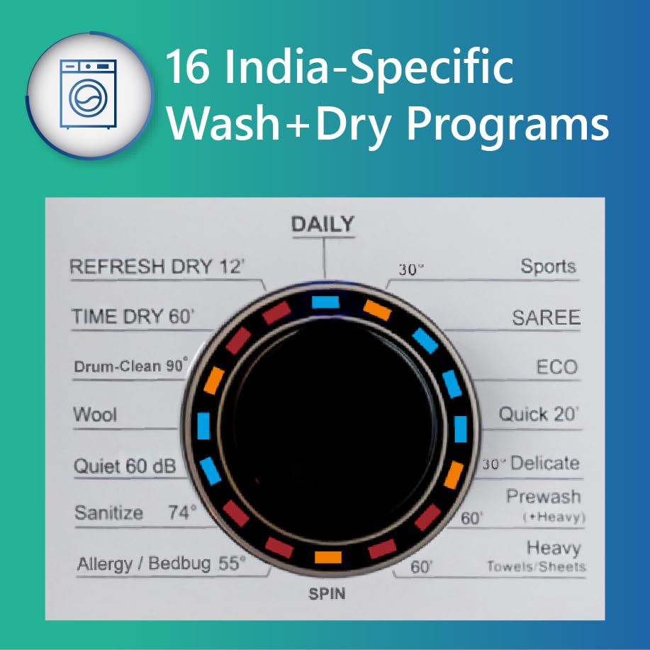 Image of Equator USA All-in-One Wash+Dry 9 /6kg HEAT SANITIZE Allergen Saree SENSOR DRY