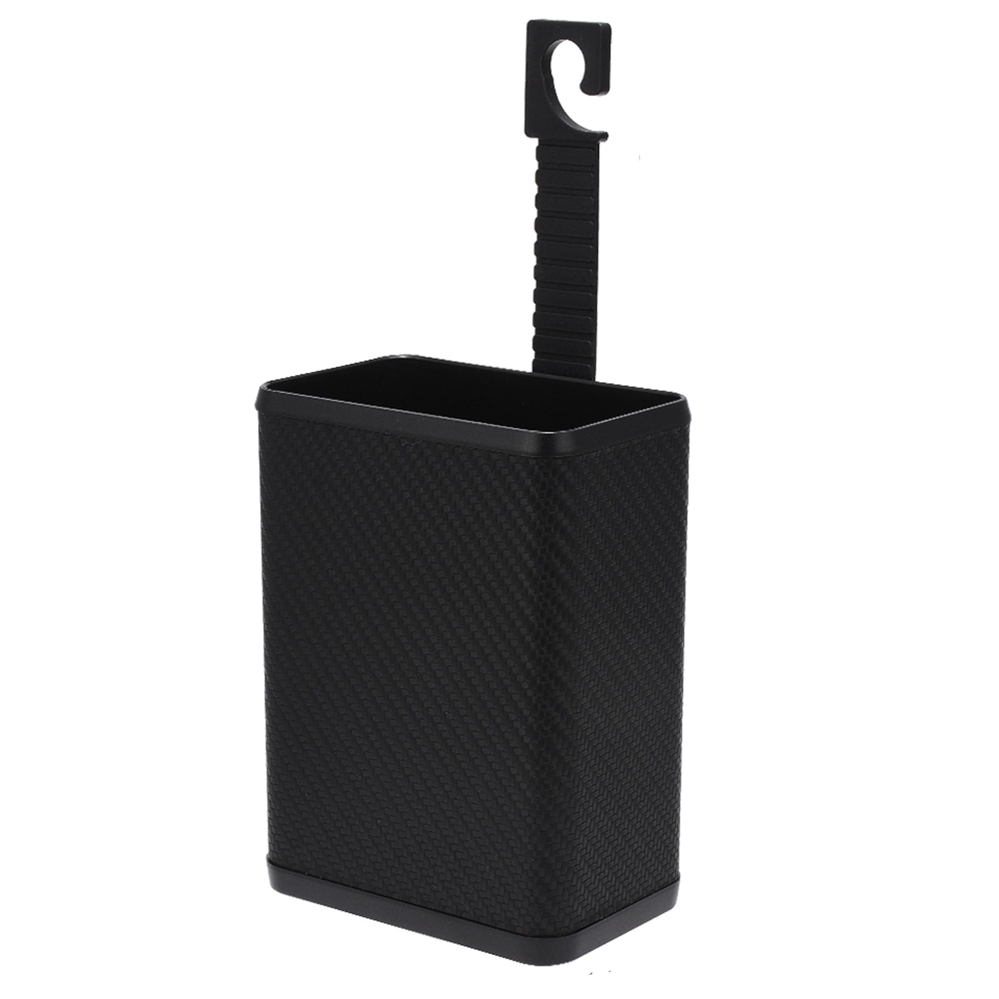 Mini Car Trash Can Multifunctional Mounted Garbage Bin Storage Box with Back Clip and Hanging Hook for Door Back Seat, Carbon Fiber