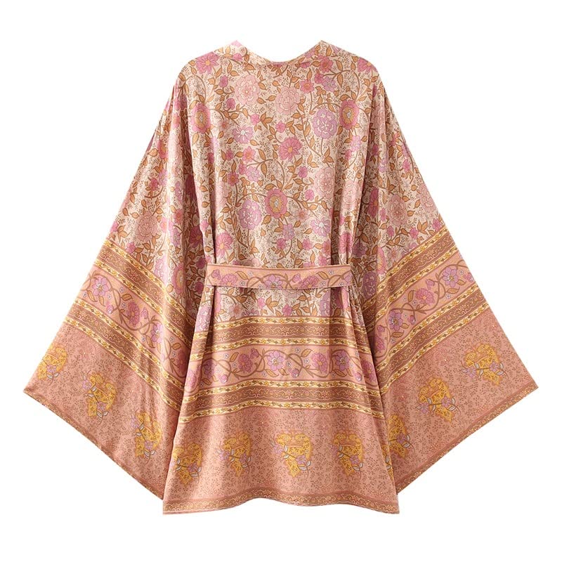 Vestido kimono boho transpirable cuello V holgado contra el calor de playa 4