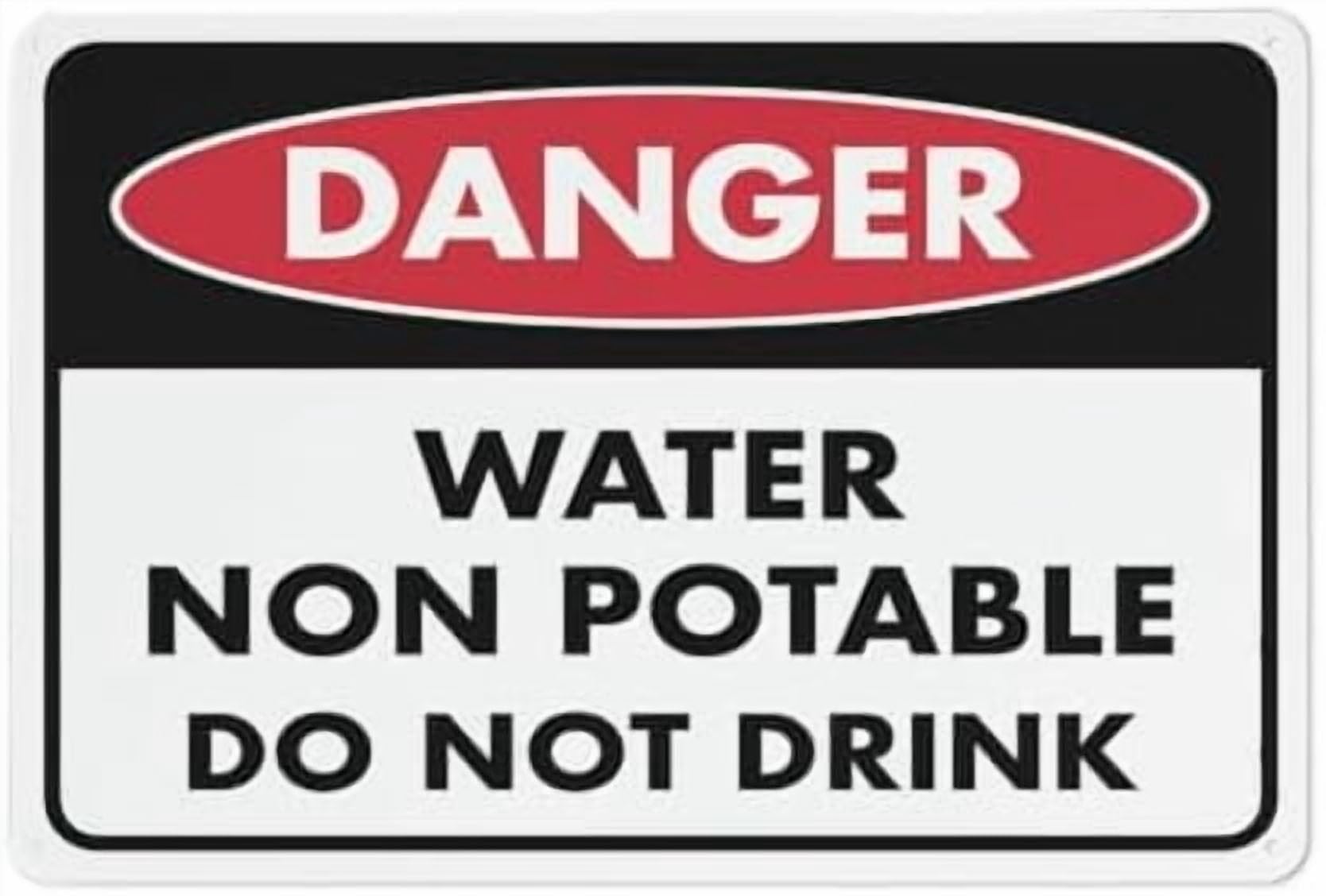 (2-Pack) Metal Tin Sign Danger Water Non Potable Do Not Drink Sign 12X8 Inch Uv Ink Printed For House And Business