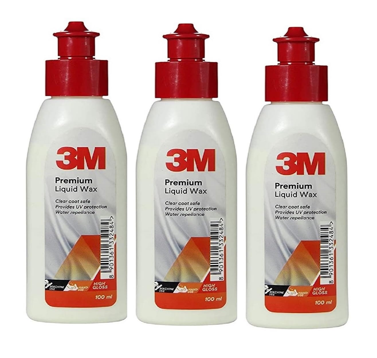 Premium Liquid Wax, Restores Car Paint Gloss, Water Repellent and UV Protection (100ml Each, Pack of 3)