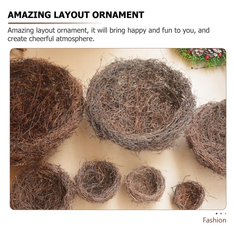 Image of 6-Pack Decorative Bird Nest Ornaments Rattan Bird Nest Decor Craft for Home Garden Cage Accessories Photo Props 4.72 X 4.72 X 1.77 in