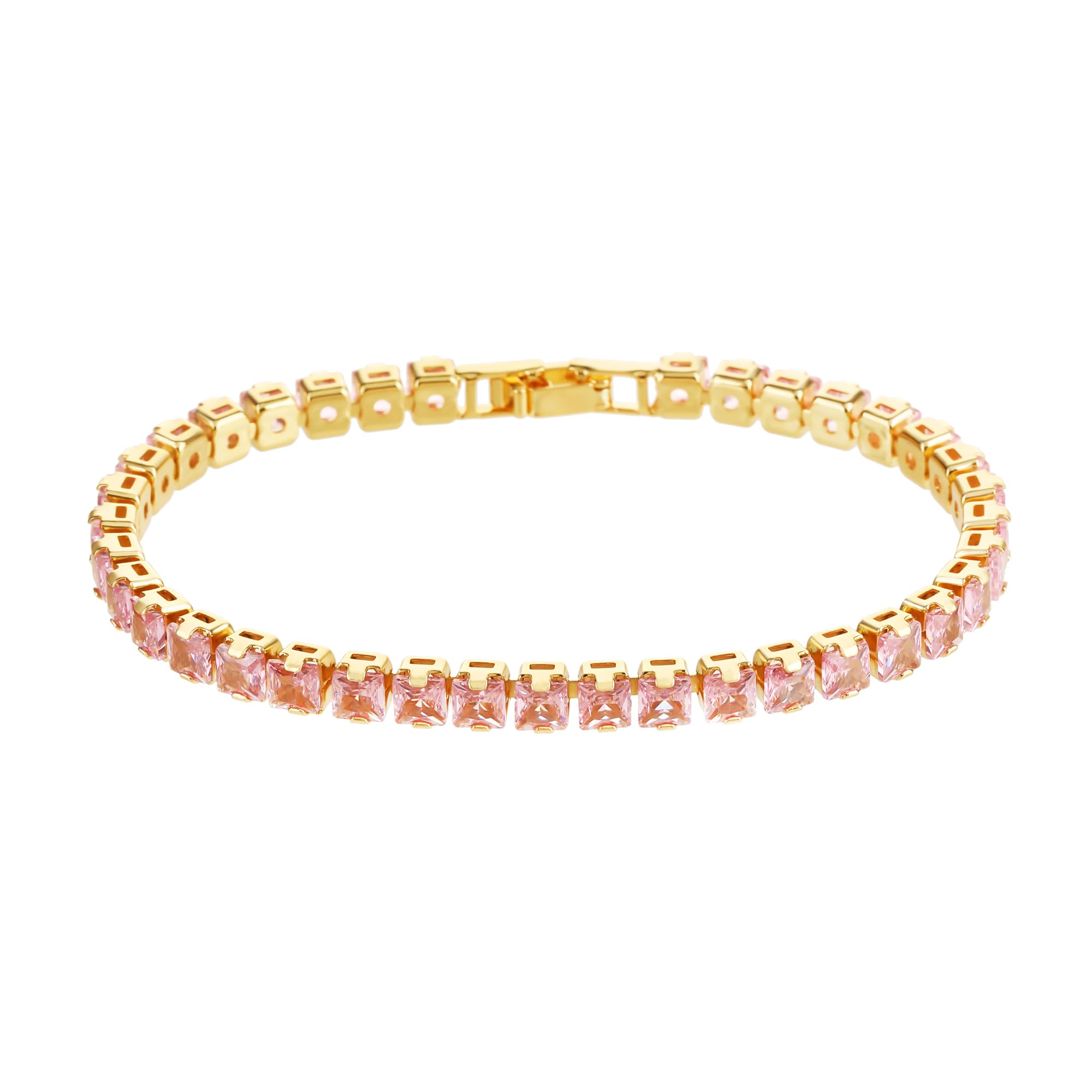 18K Gold-Plated Oval-Cut Cubic Zirconia Tennis Bracelet | 5.9–7.5 inches Multiple Sizes Fashionable Women's Gold Tennis Bracelet