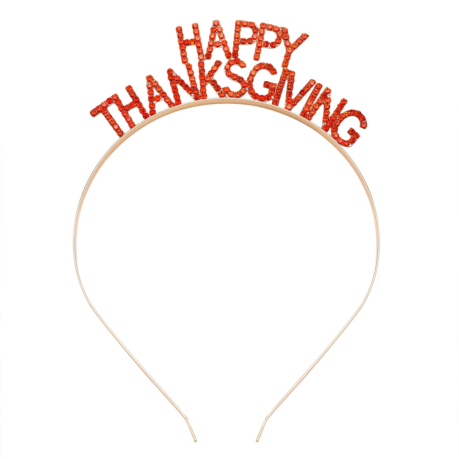 HEIDKRUEGER Thanksgiving Headband Rhinestone HAPPY THANKSGIVING Hairband for Women Thanksgiving Party Favors Gifts