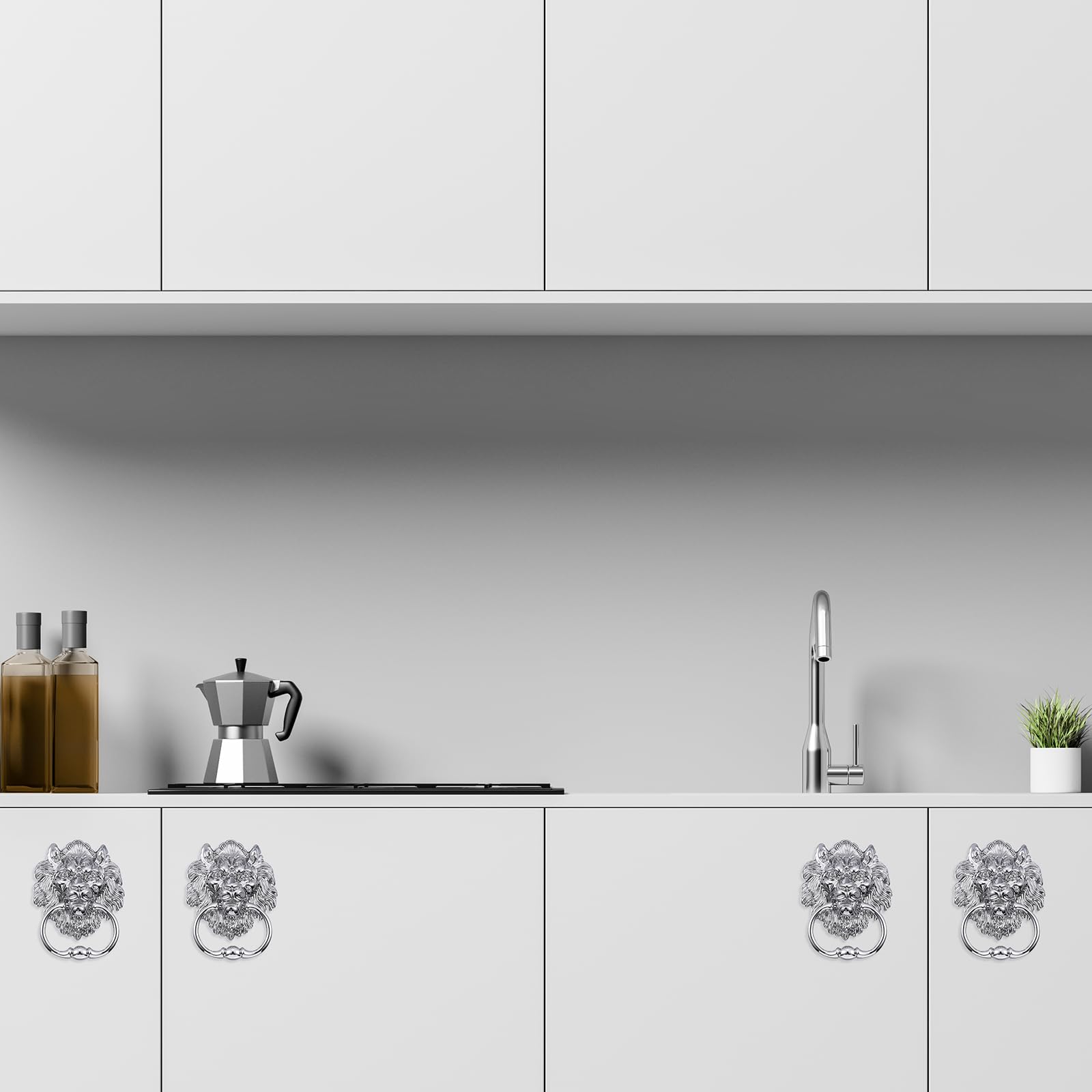 Battente Porta Testa Di Leone In Lega Di Zinco - Maniglia Decorativa Per Mobili E Porte 158x117 Mm - Foto 11