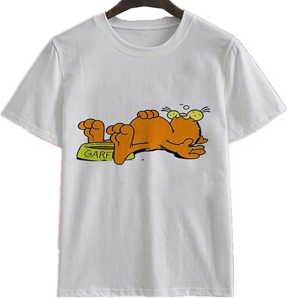 Amazon Garfield ガーフィールド アニメ Tシャツ メンズ 半袖 綿 夏 丸襟 ゆったり おしゃれ 通勤 通学 おおきいサイズ プリントｔシャツ 面白い 黒 ブラック Tシャツ カットソー 通販