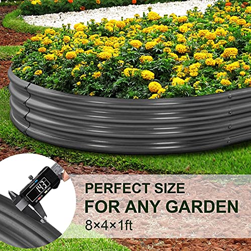 Image of Land Guard 8x4x1 ft Galvanized Raised Garden Bed Kit,Raised Garden Boxes Outdoor, Oval Metal Raised Garden Beds for Vegetables(Grey)