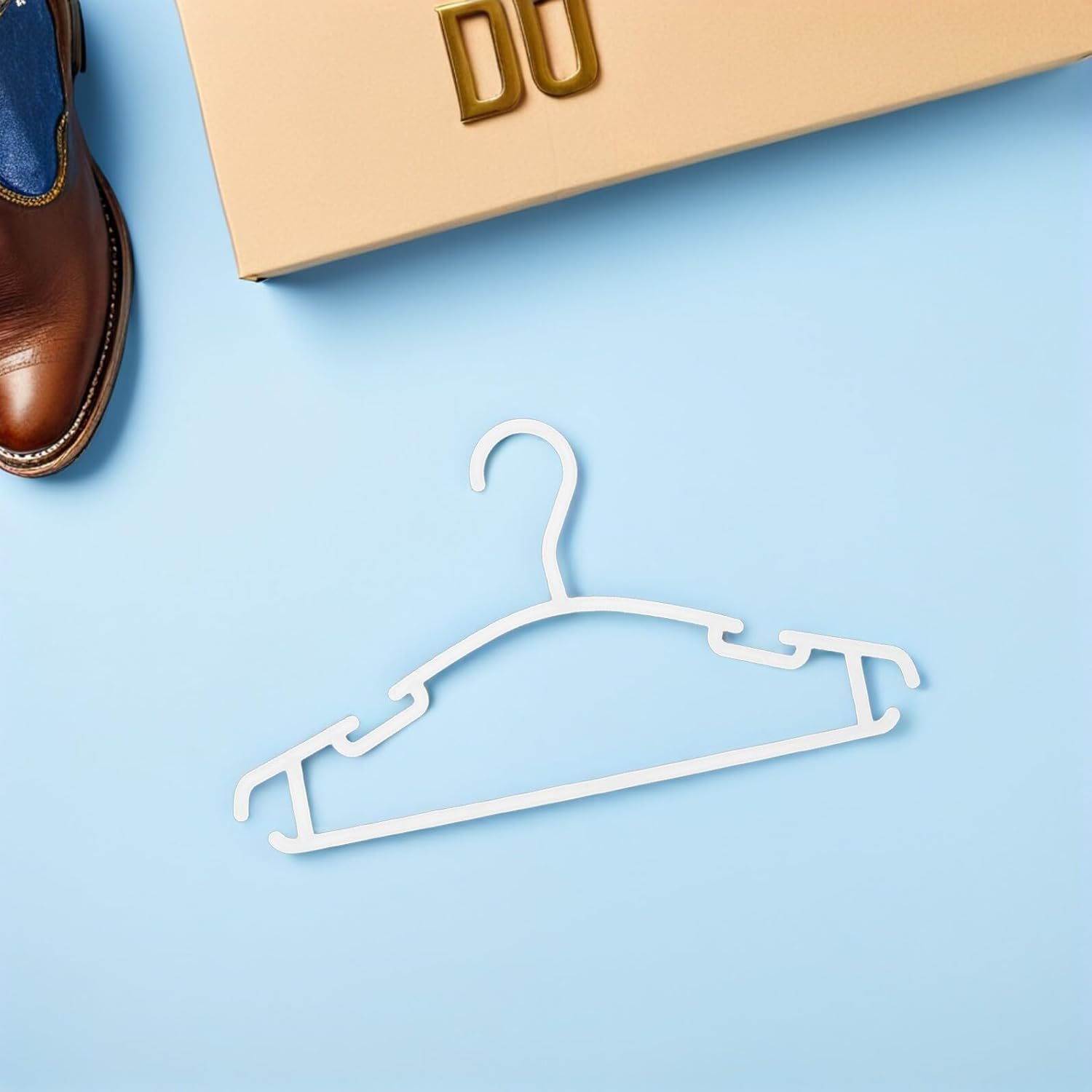 Yardwe 40pcs White Plastic Hangers Non-Slip No Shoulder Marks Thickened Clothes Hangers for Newborn and Dog Clothes Nursery Closet Storage