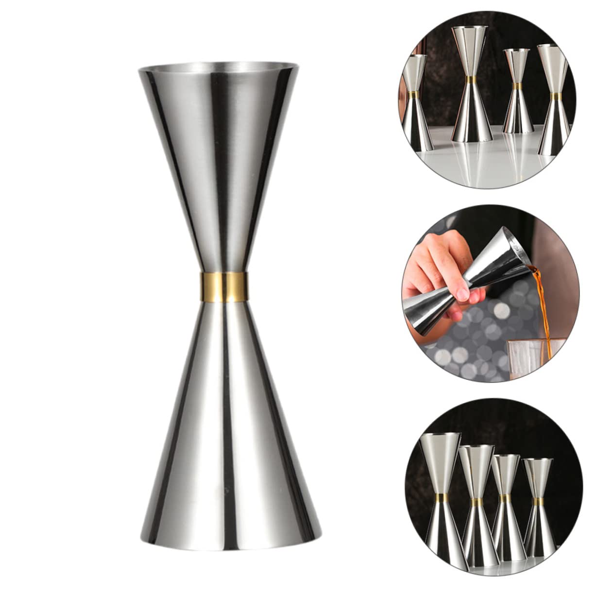 COLLBATH Cocktail Measuring Cup Set Stainless Steel Jigger 2oz Ounce Cup for Bartending