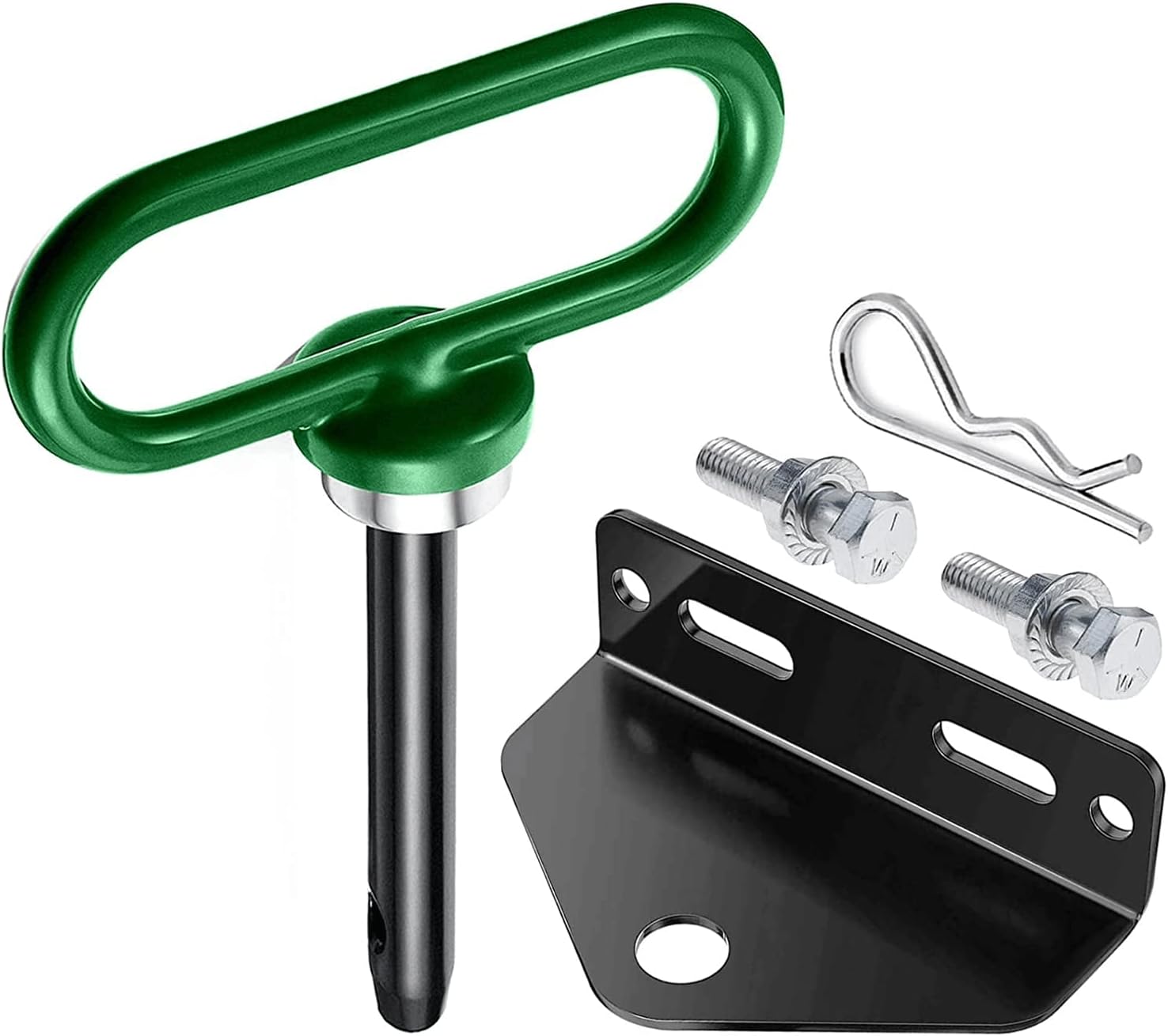 EilxMag Towing Hitch Set, Universal Heavy Duty Zero Turn Mower Trailer Hitch & Strong Neodymium Magnetic Lawn Mower Trailer Hitch Pin with 2 Bolts -1/2'' R-Clip (Combo Pack,Green＋Black)