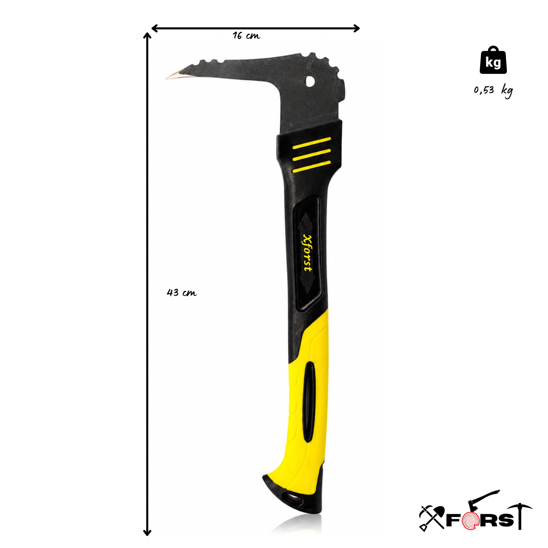 Xforst Sappie Forst 43 cm – Leichte Handsappie Sapie 0,53 kg | Fiberglasstiel & gehärtete Stahlklinge | Forstwerkzeug Holzheber Fällheber rückenschonend für Garten & Brennholz | X-P36FN