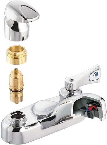 Miniatura 2 de Moen 8886 M-Press - Grifo de baño con dosificación central de 4 pulgadas con dos asas, 0.5, cromado