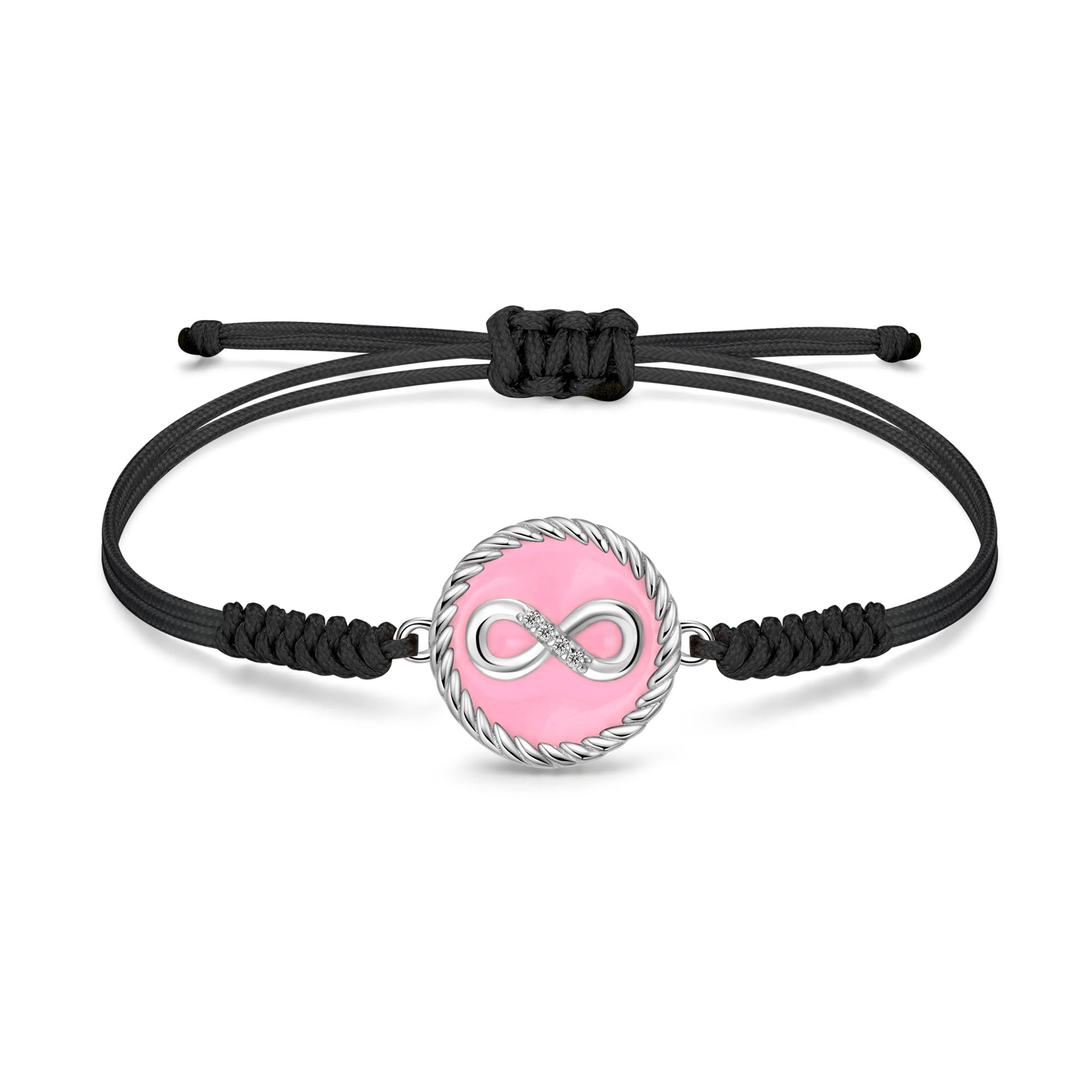 JENDEAR SHINE Pulsera Mujer Plata de Ley 925 Colgante Esmaltado Cadena de Cuerda Ajustable Hecha a Mano, Regalo de Cumpleaños para Mujer y Niñas