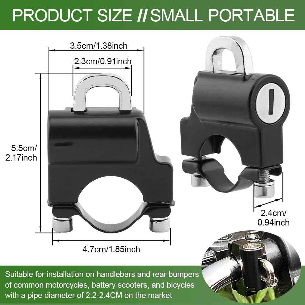TLPCRKI Motosikletler için 2 Adet Kask Kilitleri, Motosiklet Kaskı Kilidi Motosiklet Aksesuarları, Motosikletler için Bisiklet Kask Kilidi 22-24 mm Gidon Motosiklet Kask Kilidi (Siyah)