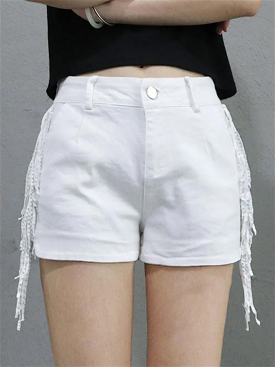 Women's Spring Summer Tassel Shorts Sexy High-Waisted Dance Short Boots Pants Fashion Wide Leg Shorts