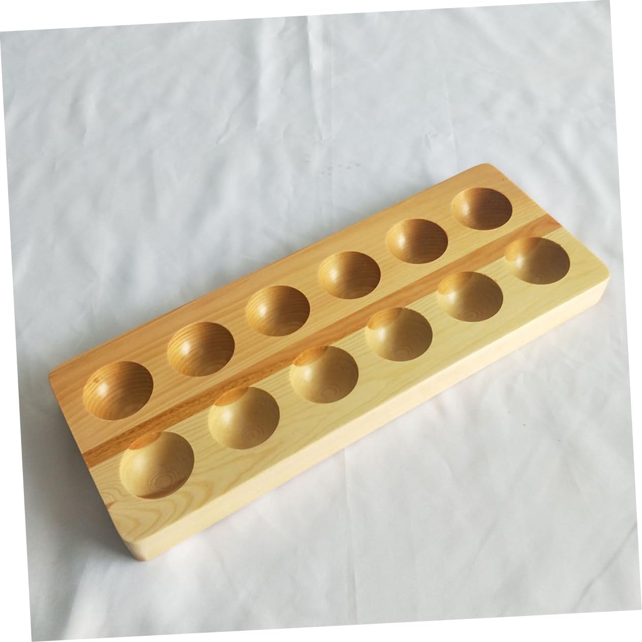 Wooden Egg Tray 12 Grids Egg Storage Container Stackable Holder for Kitchen and Fridge Organizing Case for Home Supermarket