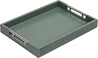 Vista 8 de Bandeja para servir con asas de metal pulido, bandeja rectangular de 16.5 x 12 pulgadas, bandeja decorativa moderna, bandeja otomana grande, Azul