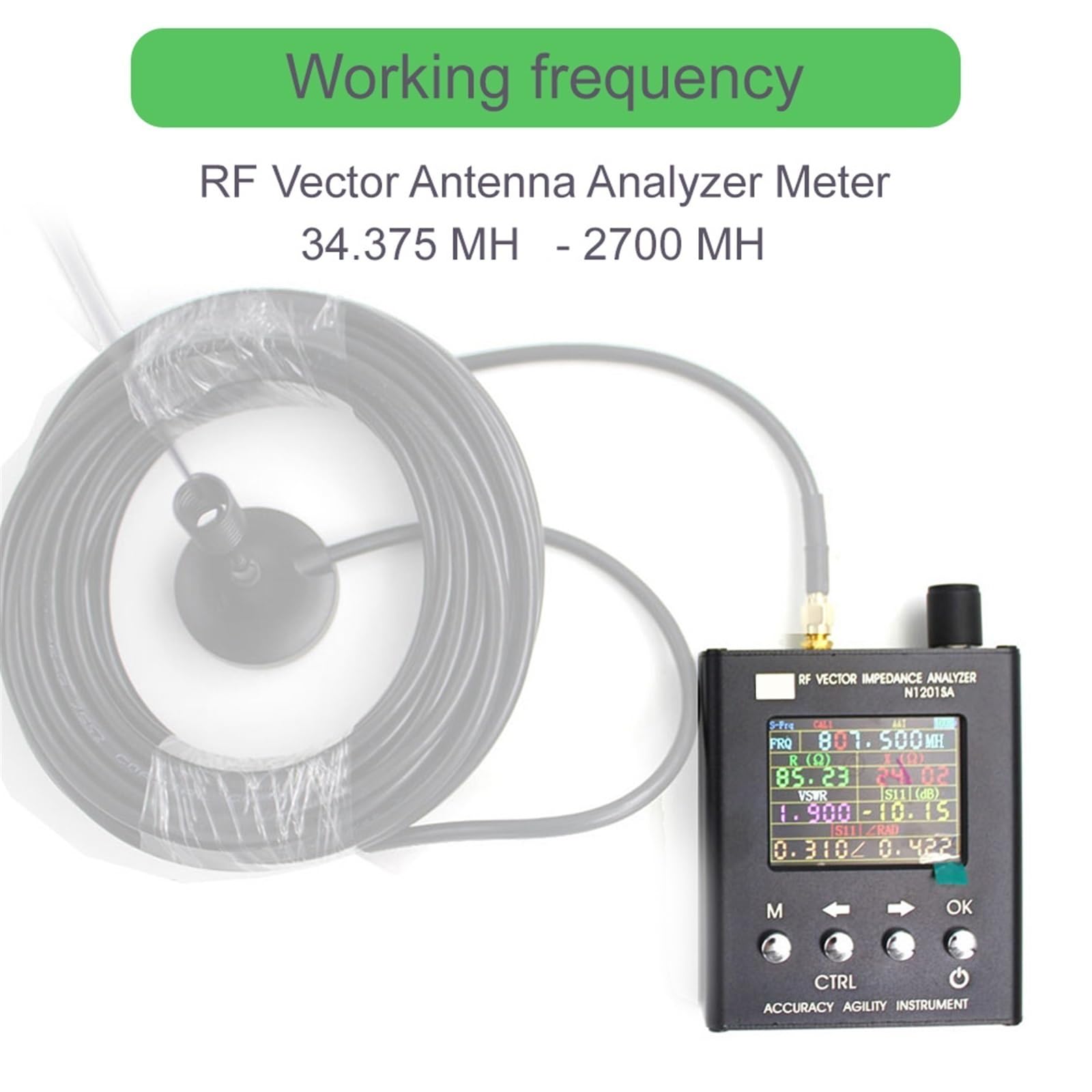 34,375M - 2,7G UV RF Impedancja Wektorowa ANT SWR Analizator Antenowy Miernik Tester Rezystancja/impedancja/SWR Bardzo Szeroki Zakres CzęStotliwośCi