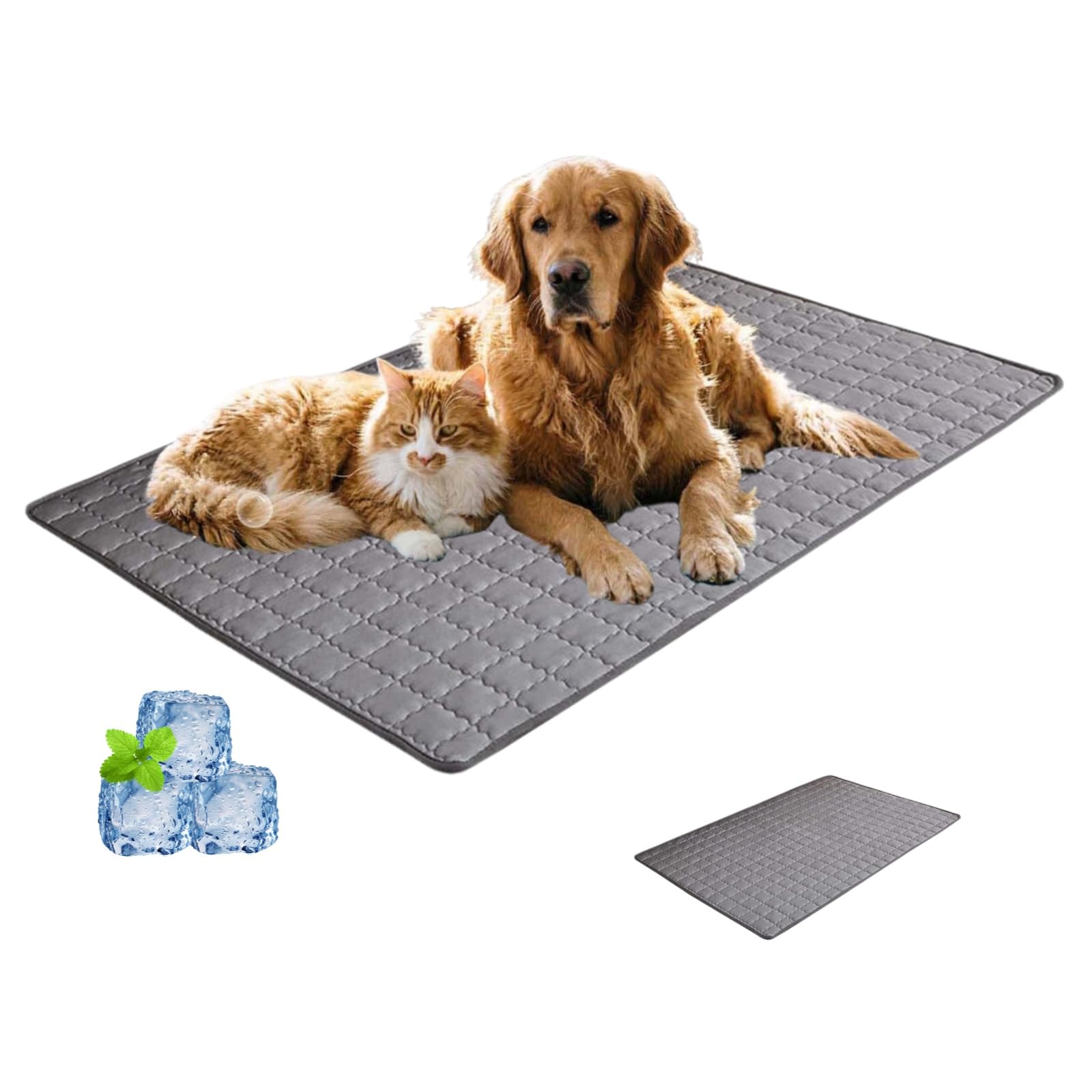 Dog Cat Cooling Mat for Indoor Outdoor Durable Breathable Temperature-Regulating Pad Washable Non-Slip Sleeping Cushion Heat Reducing Bed Mat Comfortable Pad for Medium to Large Dog Breeds
