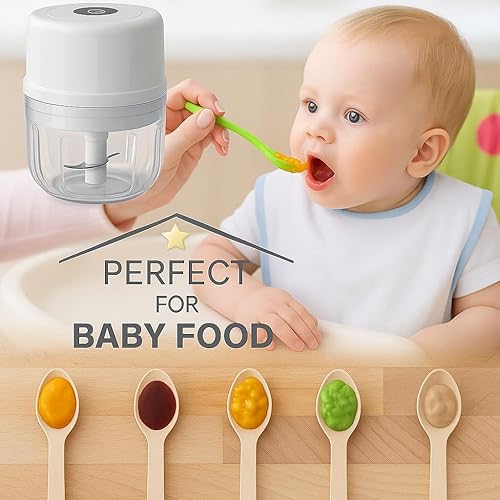 Miniatura 3 de Picadora eléctrica de ajo, 8.5 fl oz, portátil e inalámbrico, mini procesador de alimentos, licuadora de verduras recargable por USB para nueces,