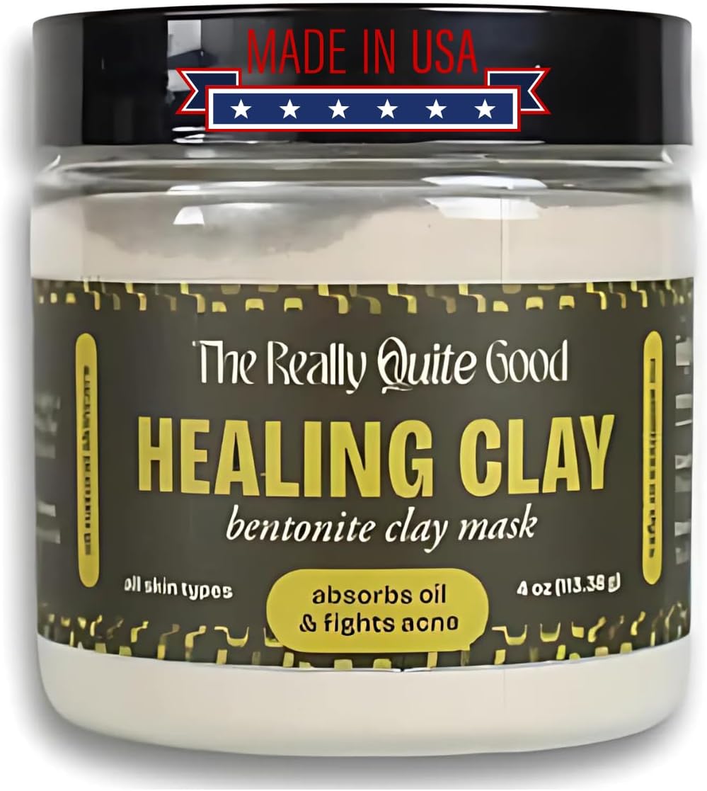 Detoxifying Clay Facial Mask with Exfoliant: Bentonite Clay Absorbs Oil, Clears Acne, Reduces Blackheads, and Bentonite Clay Acne-Free with Deep Pore Cleansing